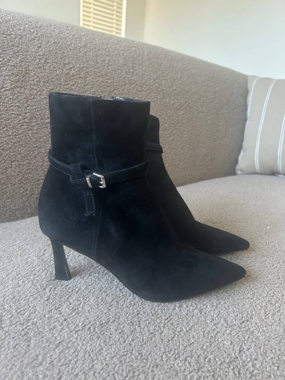Steve Madden Black Suede Pointed-Toe Ankle Booties